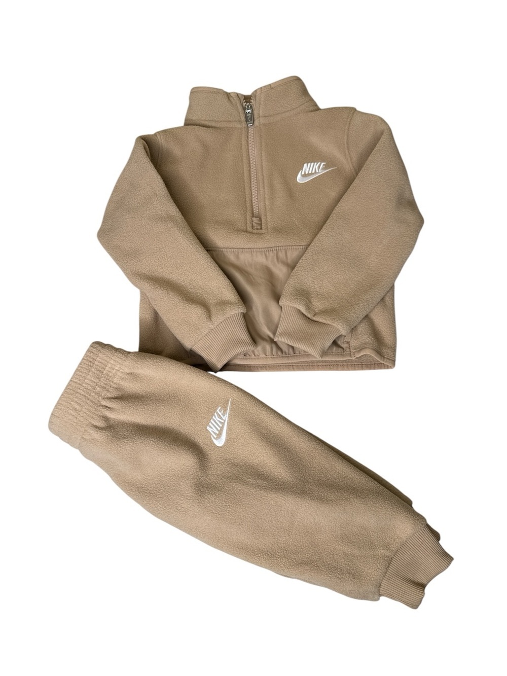 Nike Kids Tan Fleece Joggers & Pullover Set